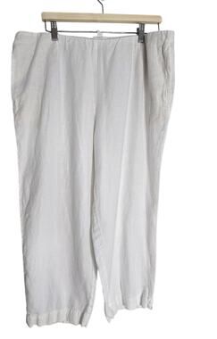 J Jill Linen Crop Pants Womens Large White Coastal Minimalist Lagenlook Vacation